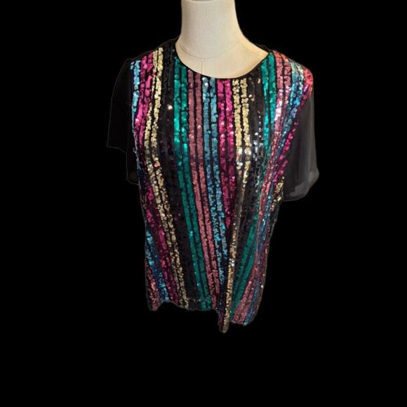Nanette Laporte NWT Sequin Striped Women's Top - Picture 7 of 7